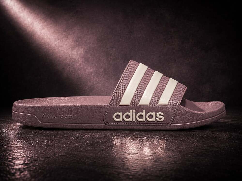 Adidas Adilette Aqua Slide Sandals in Purple and White Size 10M/11W